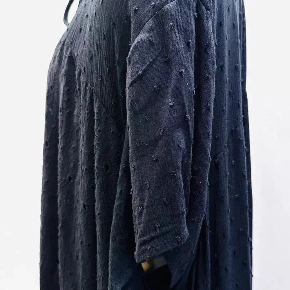 NWT SONOMA Women Short Sleeve Pullover Keyhole Neck Lined Black Maxi Dress Sz 4X - Picture 12 of 12